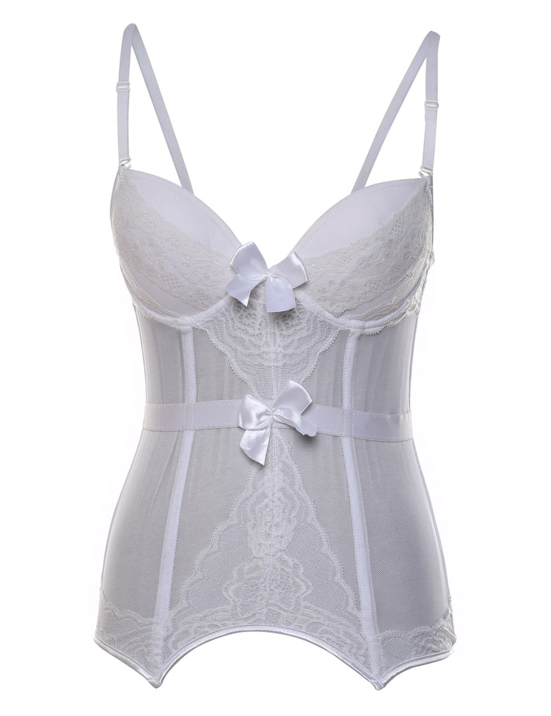 White Sheer Lace Bustier - S
