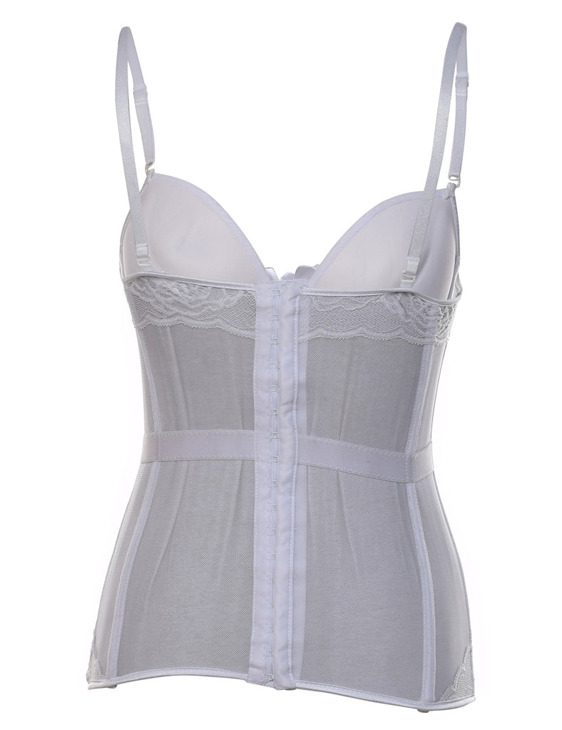 White Sheer Lace Bustier - S