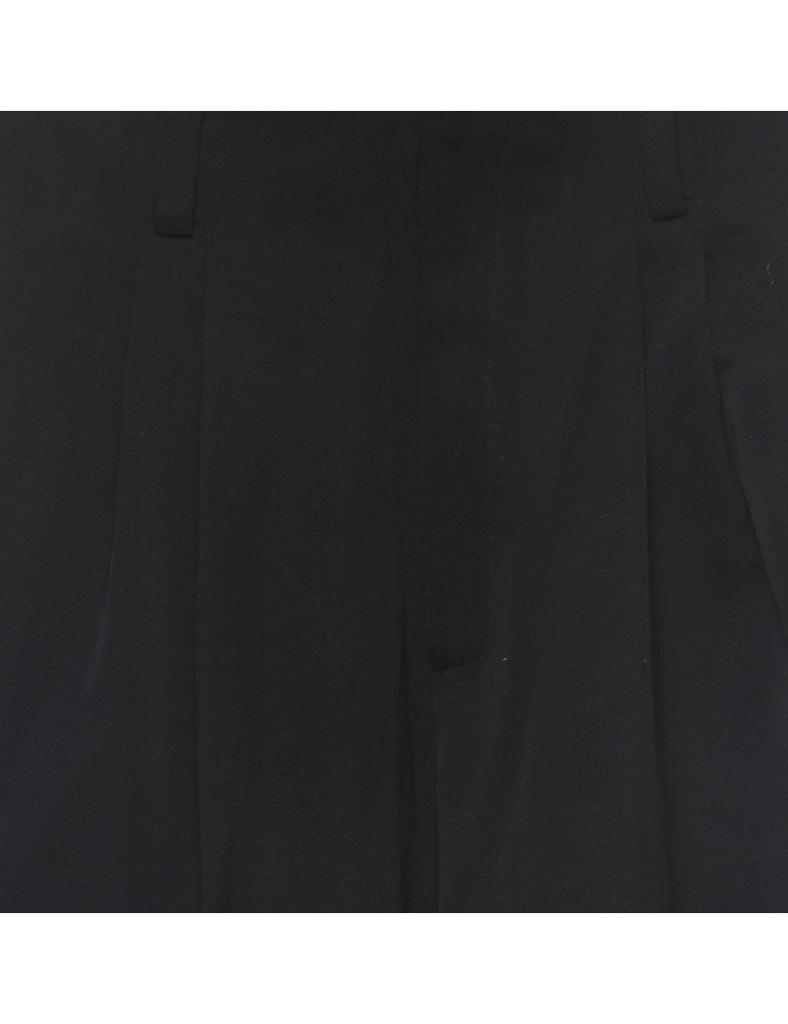 Wool High Waist Black Corduroy Trousers - W28 L29