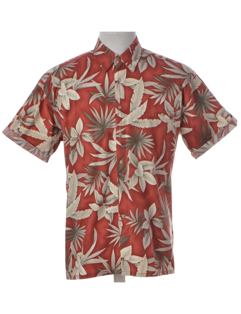 Beyond Retro Label Harvey Roll Sleeve Hawaiian Shirt Burgundy - Shirts - Beyond Retro