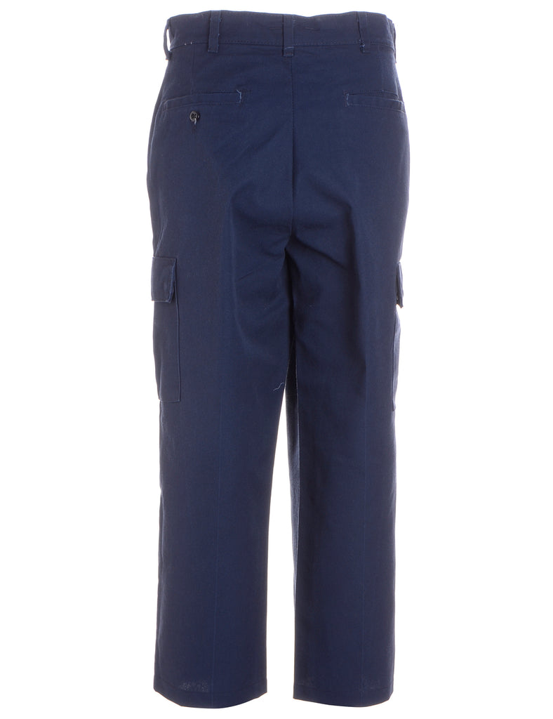 Beyond Retro Label Label Navy Cropped Cargo Trousers