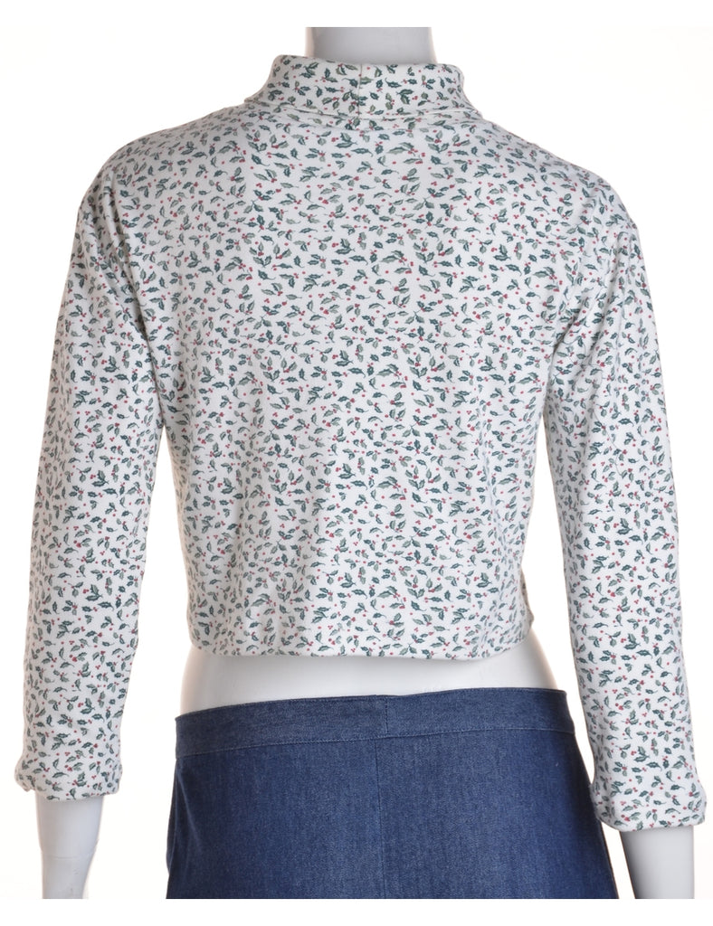 Floral Print Roll Neck Top - Blouses & Tops - Beyond Retro