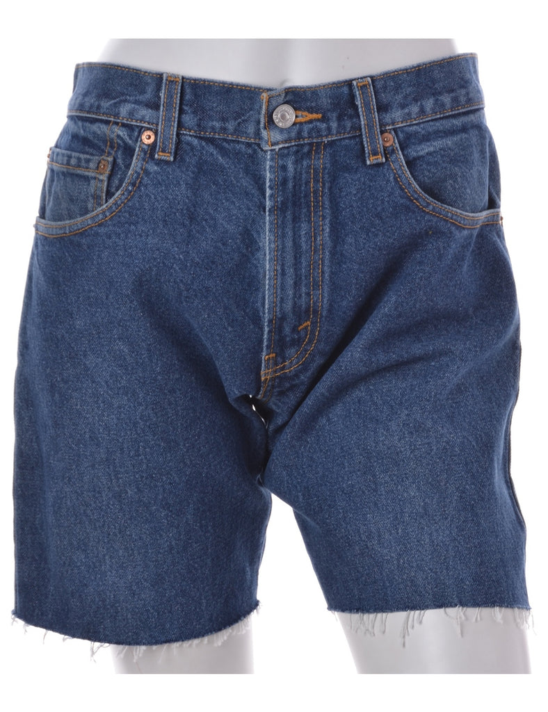 Indigo Frayed Denim Shorts - Shorts - Beyond Retro