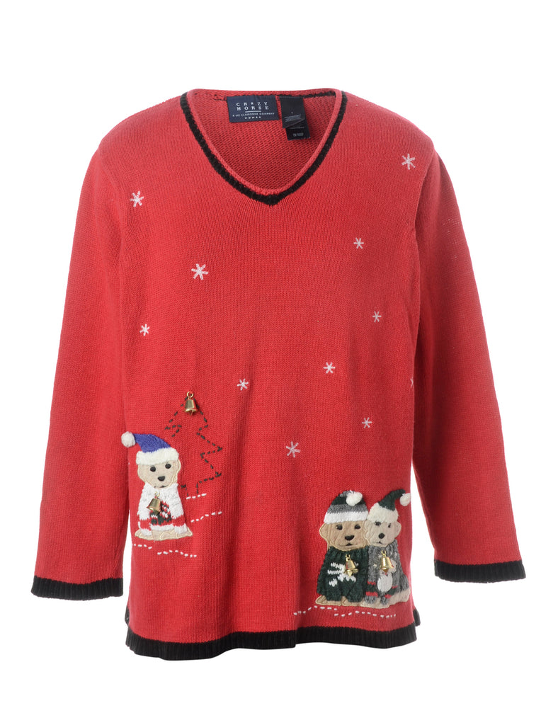 Beyond Retro Label Label Christmas Jumper With Bells