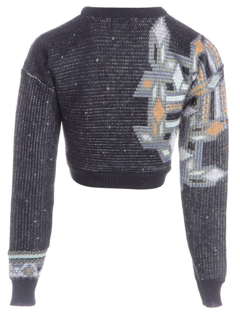Beyond Retro Label Label Cropped 80s Graphic Pattern Jumper