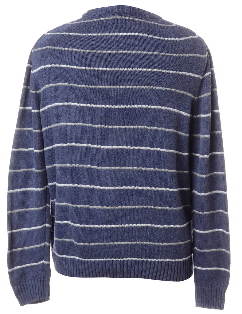 Beyond Retro Label Label Navy Zip Front Knitted Jumper