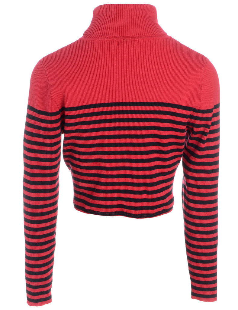 Beyond Retro Label Label Red Cropped Ribbed Knit