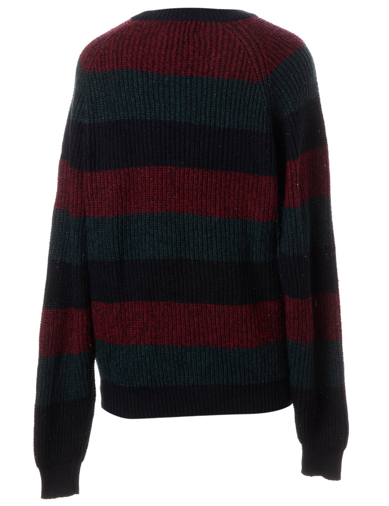 Beyond Retro Label Label Striped Zip Front Knitted Jumper