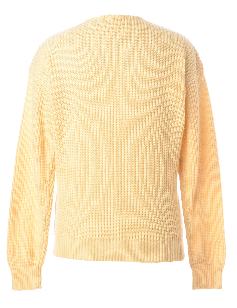 Beyond Retro Label Label Yellow Lace Up Jumper