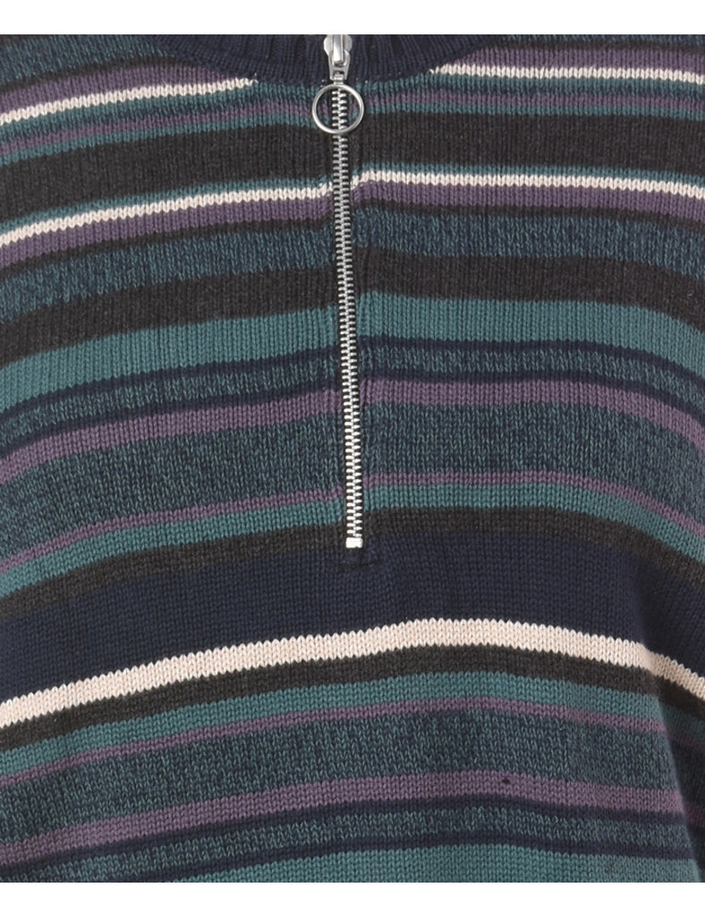 Beyond Retro Label Label Zip Front Knitted Jumper